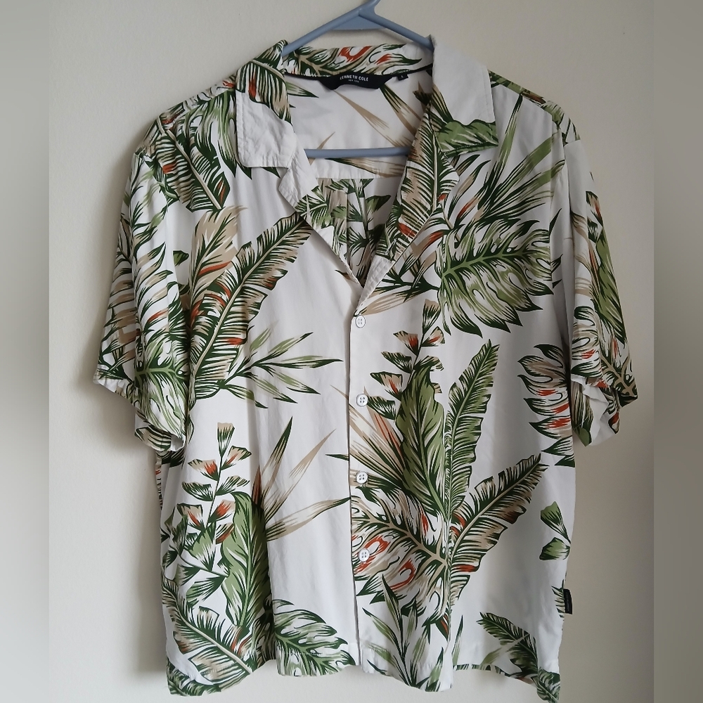 Kenneth Cole Short Sleeve Button Down Large Shirt Men's